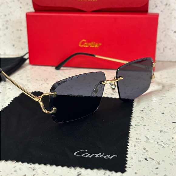 Cartier Gold-Accented Sunglasses with Black Lenses - Picture 10 of 10